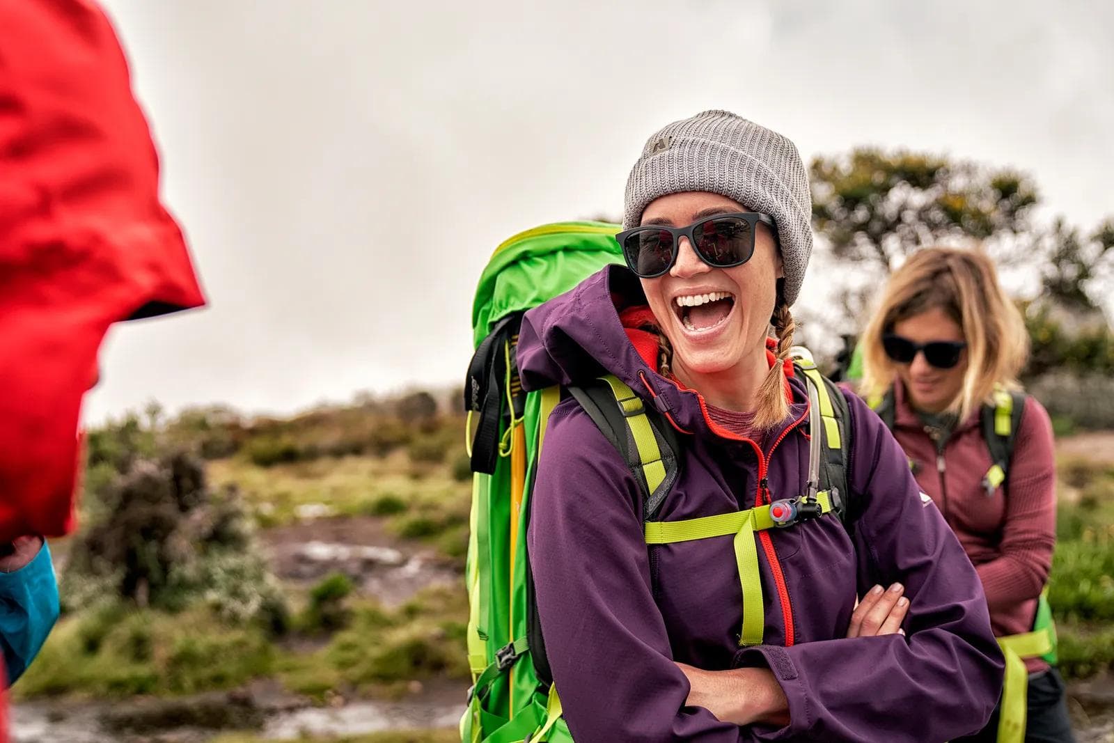 A woman and her friends enjoying their trek